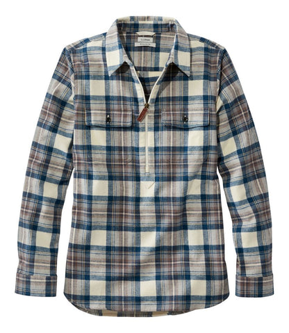Women's Scotch Plaid Flannel Shirt, Quarter-Zip