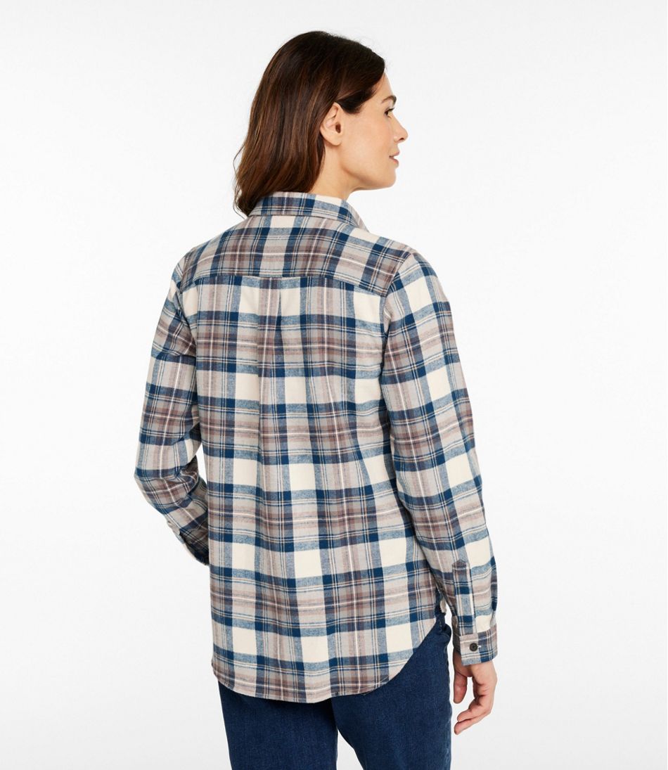 Quarter-Zip Women's Scotch Plaid Flannel Shirt