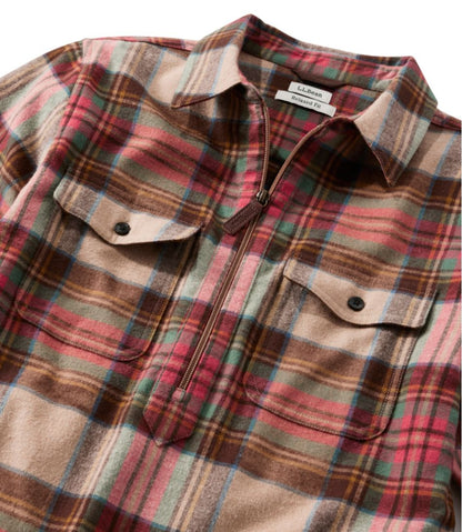 Women's Scotch Plaid Flannel Shirt, Quarter-Zip