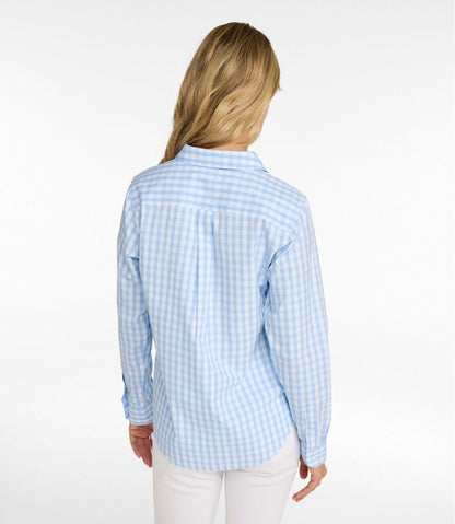 Women's Wrinkle-Free Pinpoint Oxford Shirt, Long-Sleeve Relaxed Fit Plaid