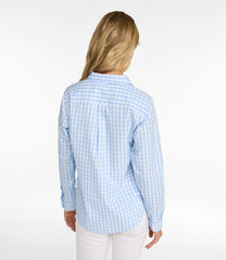 Long-Sleeve Relaxed Fit Plaid Women's Wrinkle-Free Pinpoint Oxford Shirt