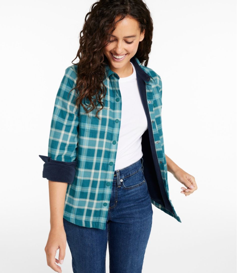 Snap-Front Plaid Women's Fleece-Lined Flannel Shirt