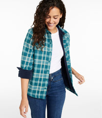 Snap-Front Plaid Women's Fleece-Lined Flannel Shirt