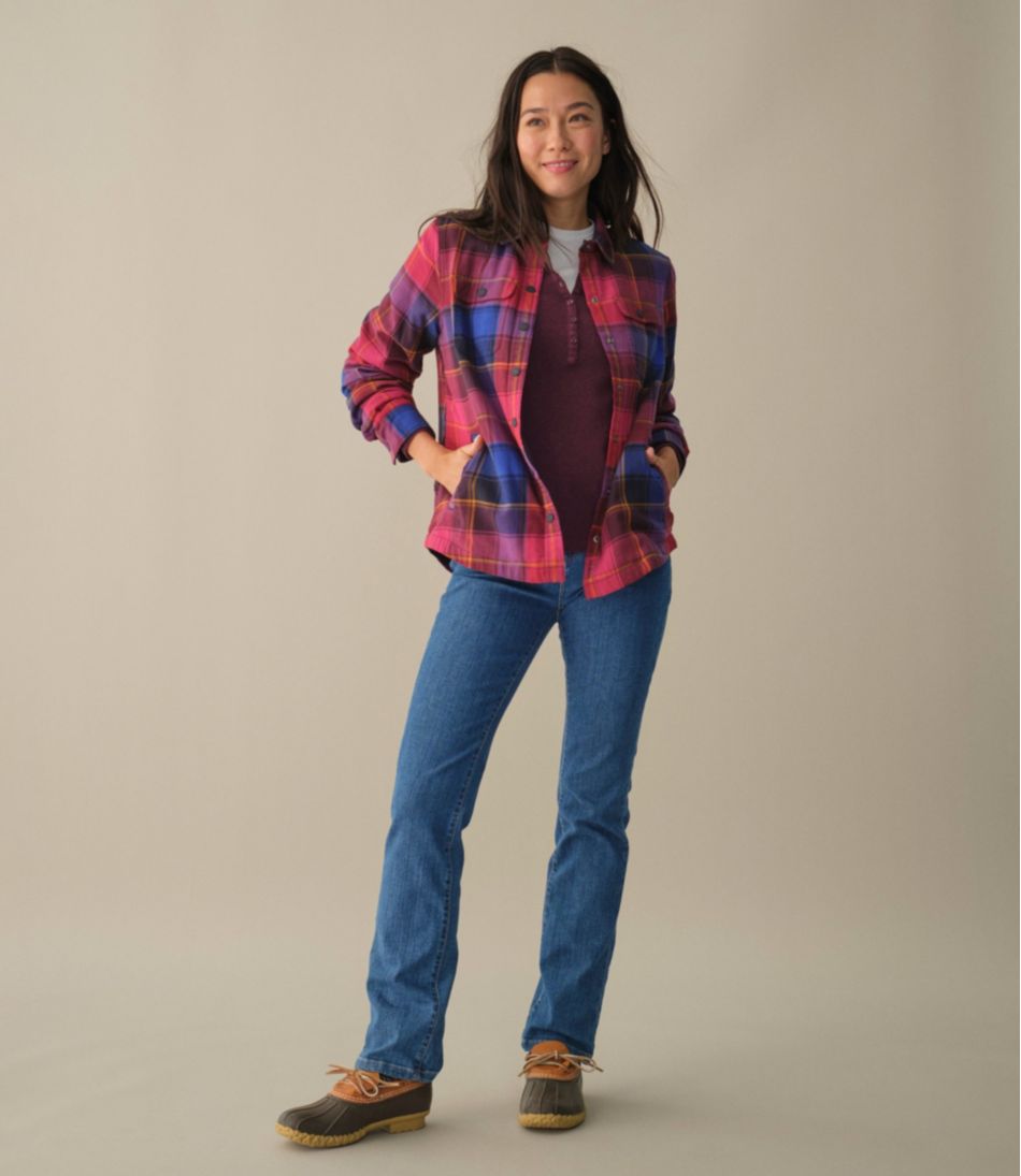 Snap-Front Plaid Women's Fleece-Lined Flannel Shirt