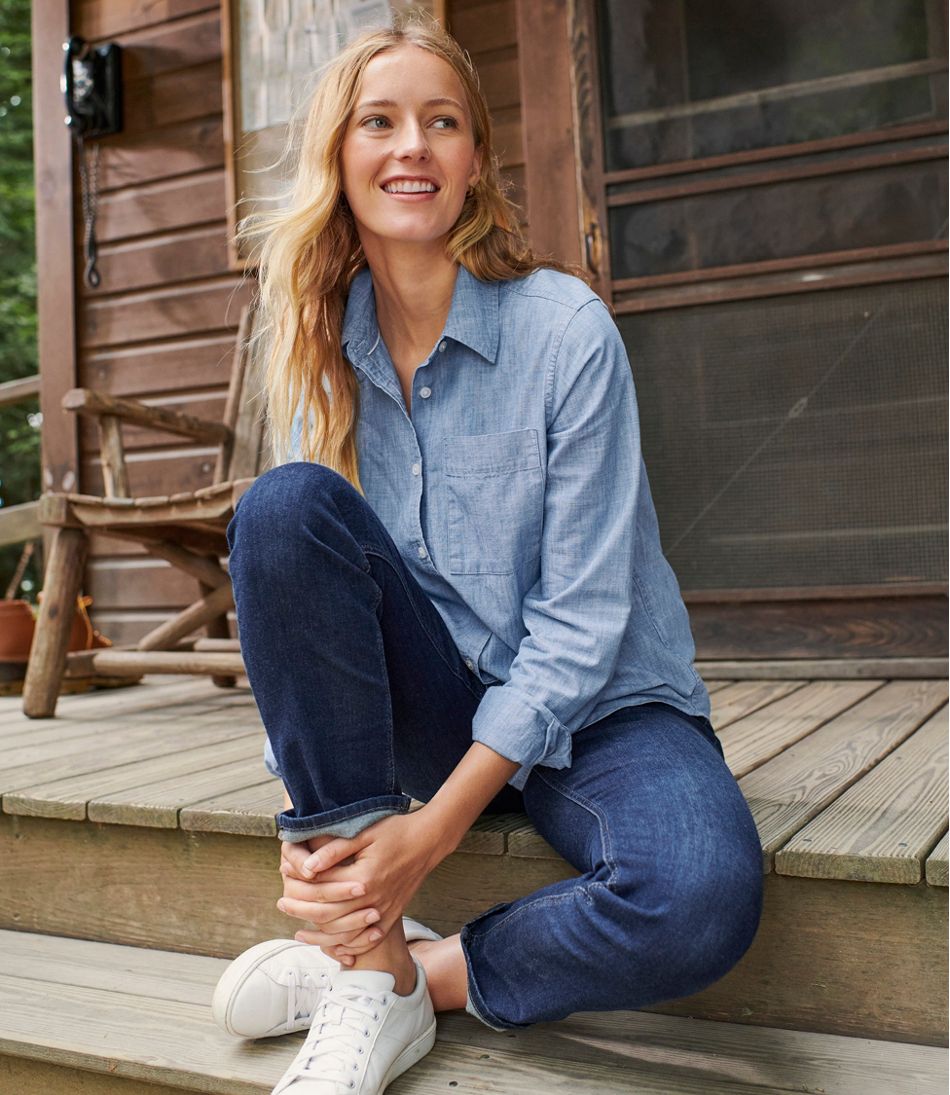 Chambray Long Sleeve Women's Essential Cotton Shirt