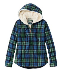 Sherpa-Lined Zip Hoodie Women's Scotch Plaid Flannel Shirt