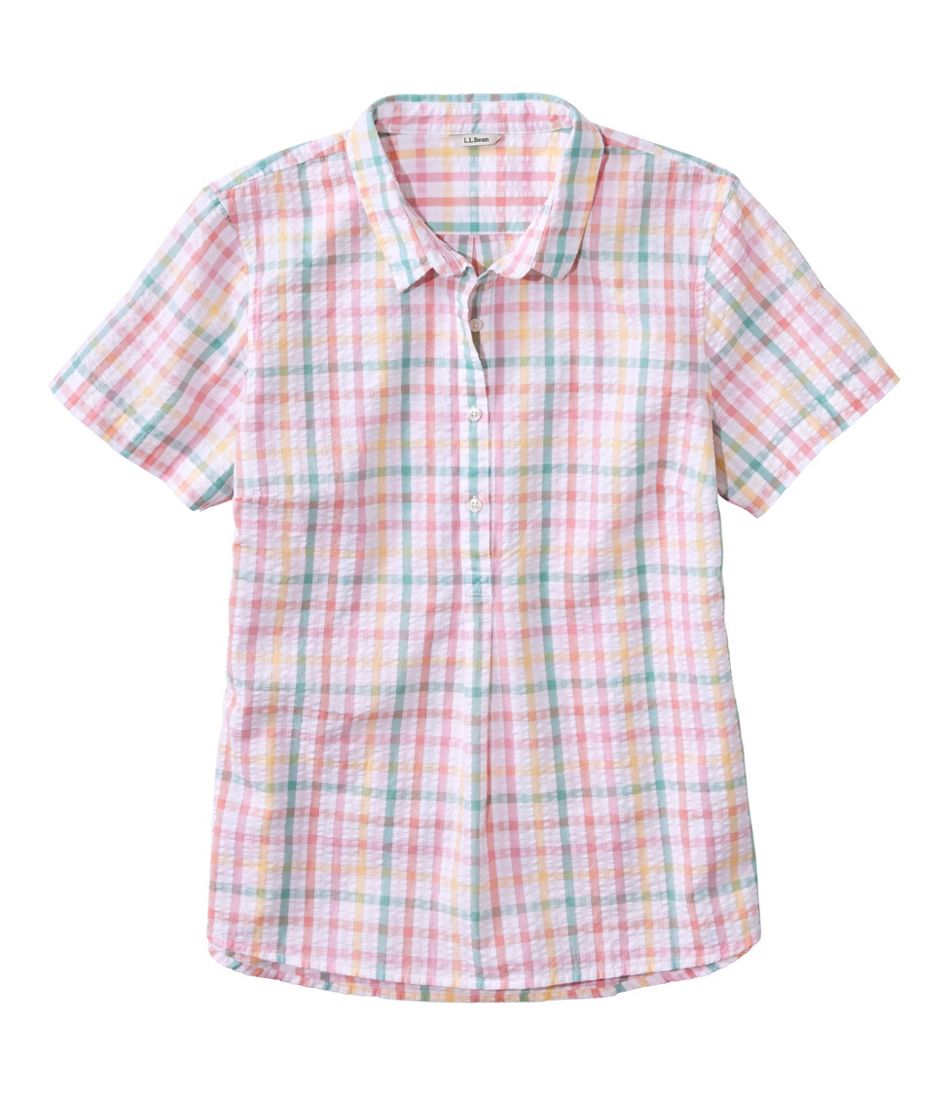 Women's Vacationland Seersucker Shirt Short-Sleeve Popover Plaid
