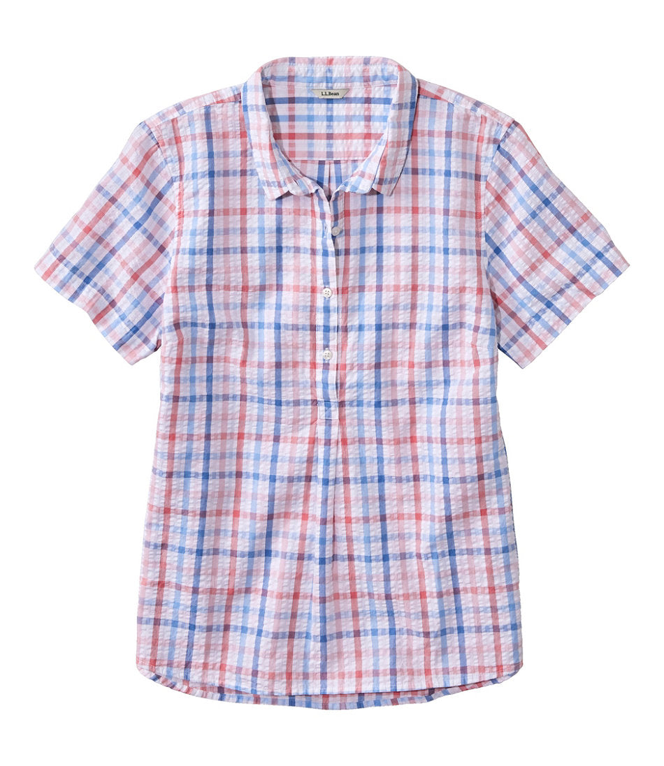 Women's Vacationland Seersucker Shirt Short-Sleeve Popover Plaid