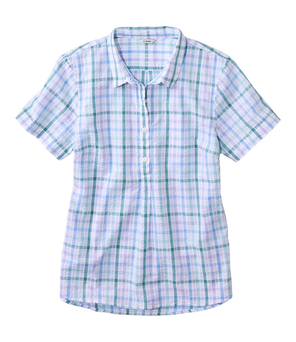 Women's Vacationland Seersucker Shirt Short-Sleeve Popover Plaid
