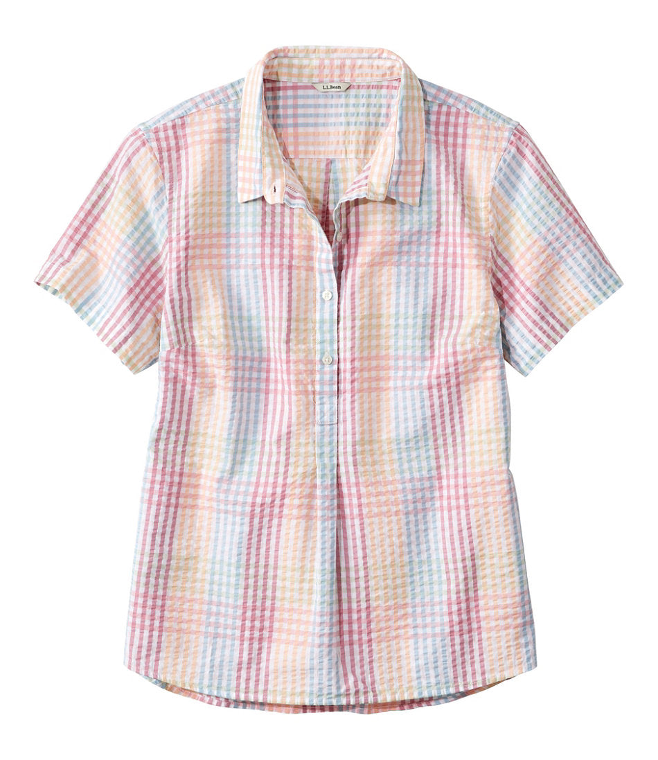 Women's Vacationland Seersucker Shirt Short-Sleeve Popover Plaid