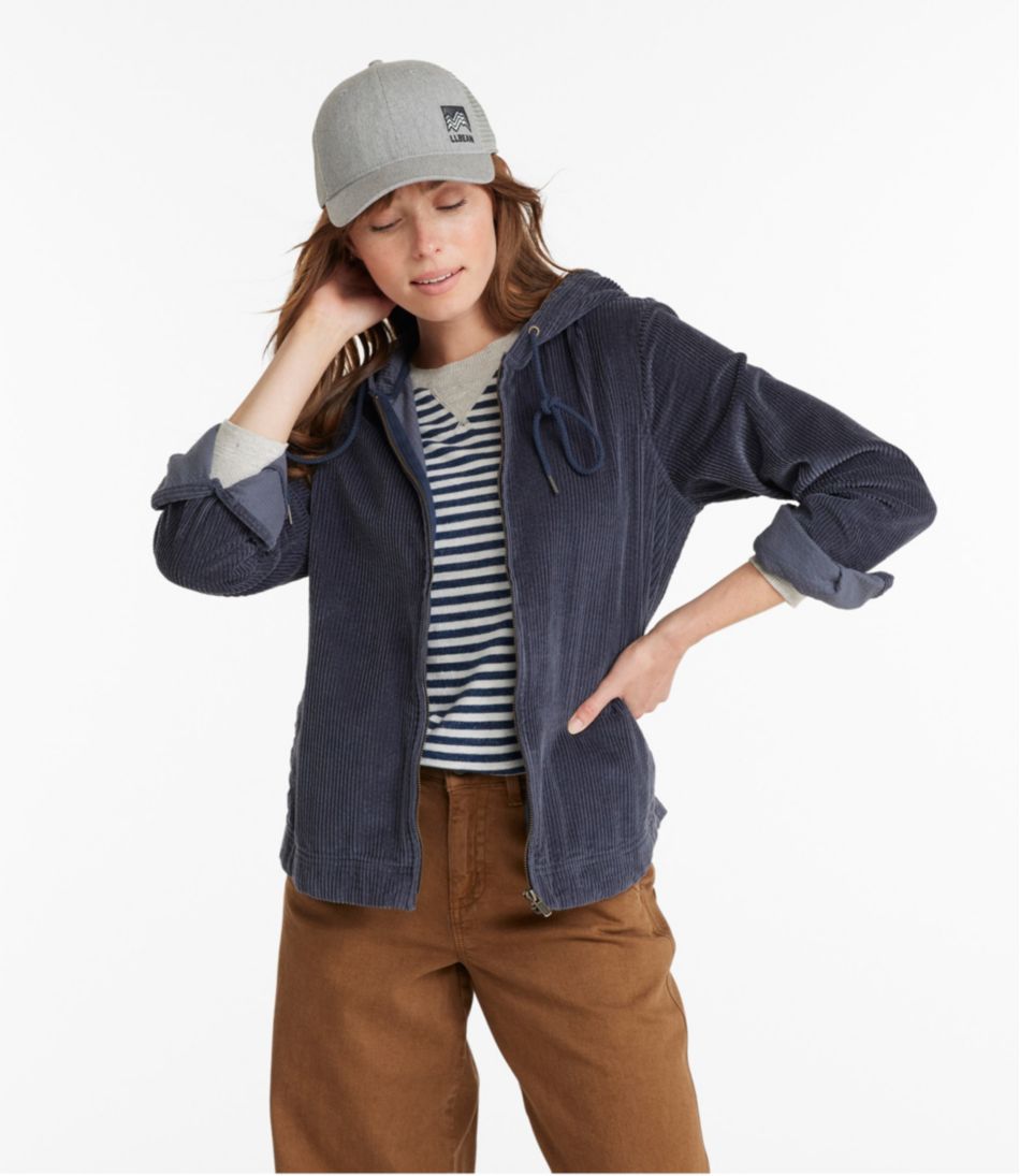 Women's Comfort Corduroy Relaxed Shirt Zip Hoodie