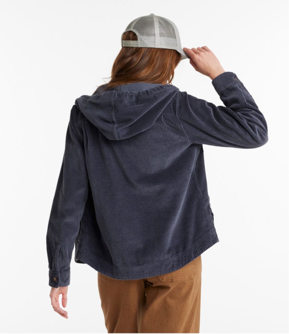 Women's Comfort Corduroy Relaxed Shirt Zip Hoodie