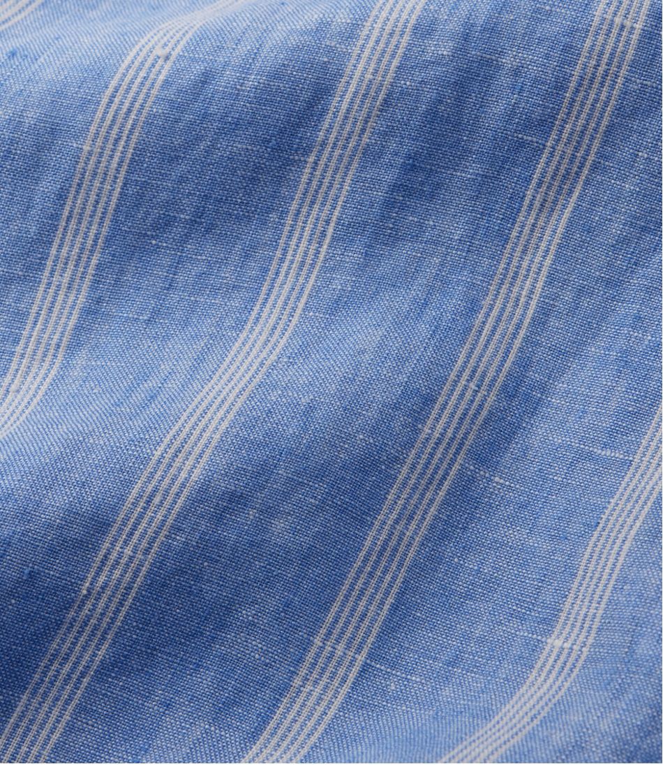 Women's Premium Washable Linen Shirt Splitneck Stripe