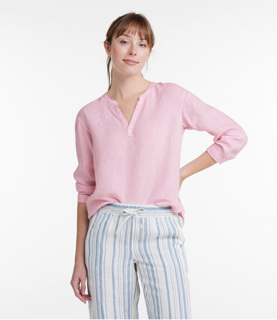 Women's Premium Washable Linen Shirt Splitneck