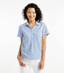 Short-Sleeve Popover Stripe Women's Vacationland Seersucker Shirt