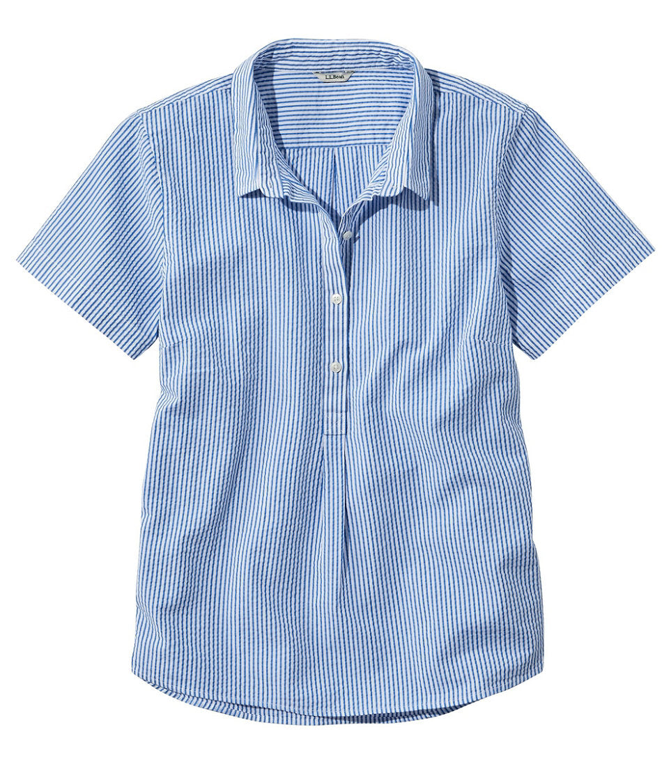 Short-Sleeve Popover Stripe Women's Vacationland Seersucker Shirt