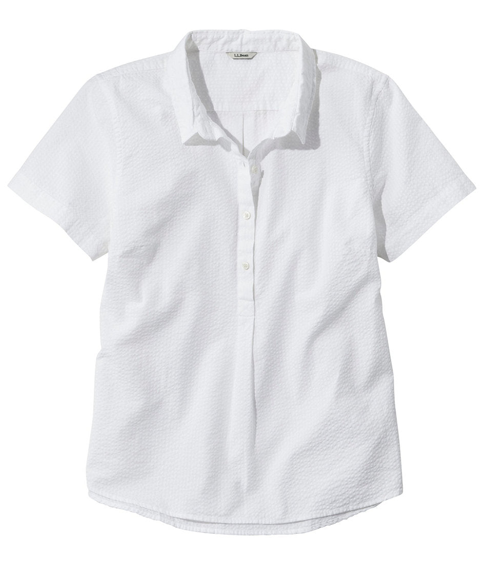 Short-Sleeve Popover Stripe Women's Vacationland Seersucker Shirt
