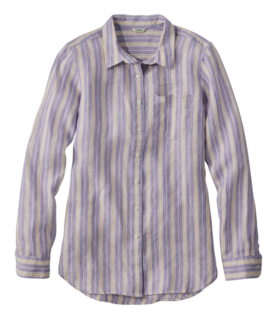 Women's Premium Washable Linen Shirt Tunic Stripe