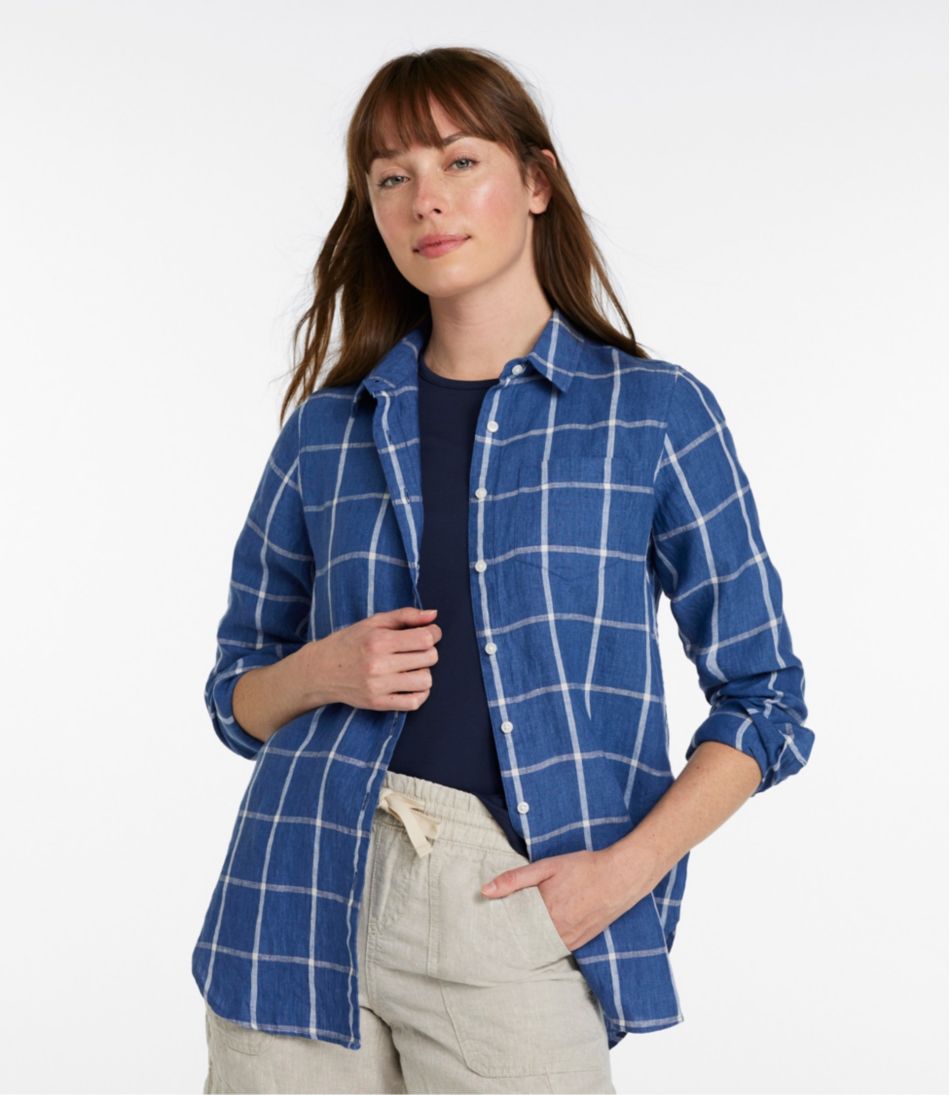 Women's Premium Washable Linen Shirt Tunic Stripe