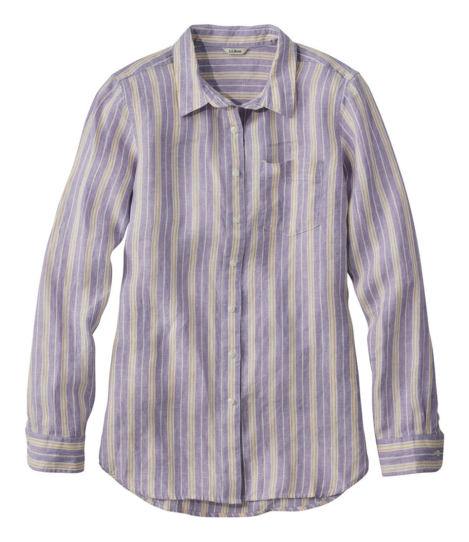 Women's Premium Washable Linen Shirt Tunic Stripe