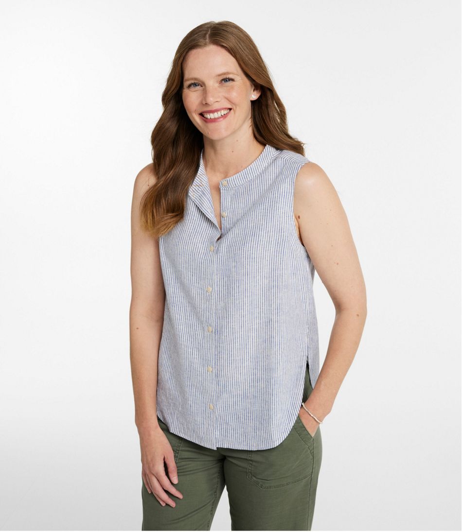Sleeveless Women's Signature Linen-Blend Button-Front Shirt