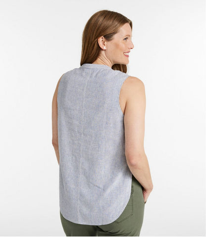 Women's Signature Linen-Blend Button-Front Shirt, Sleeveless