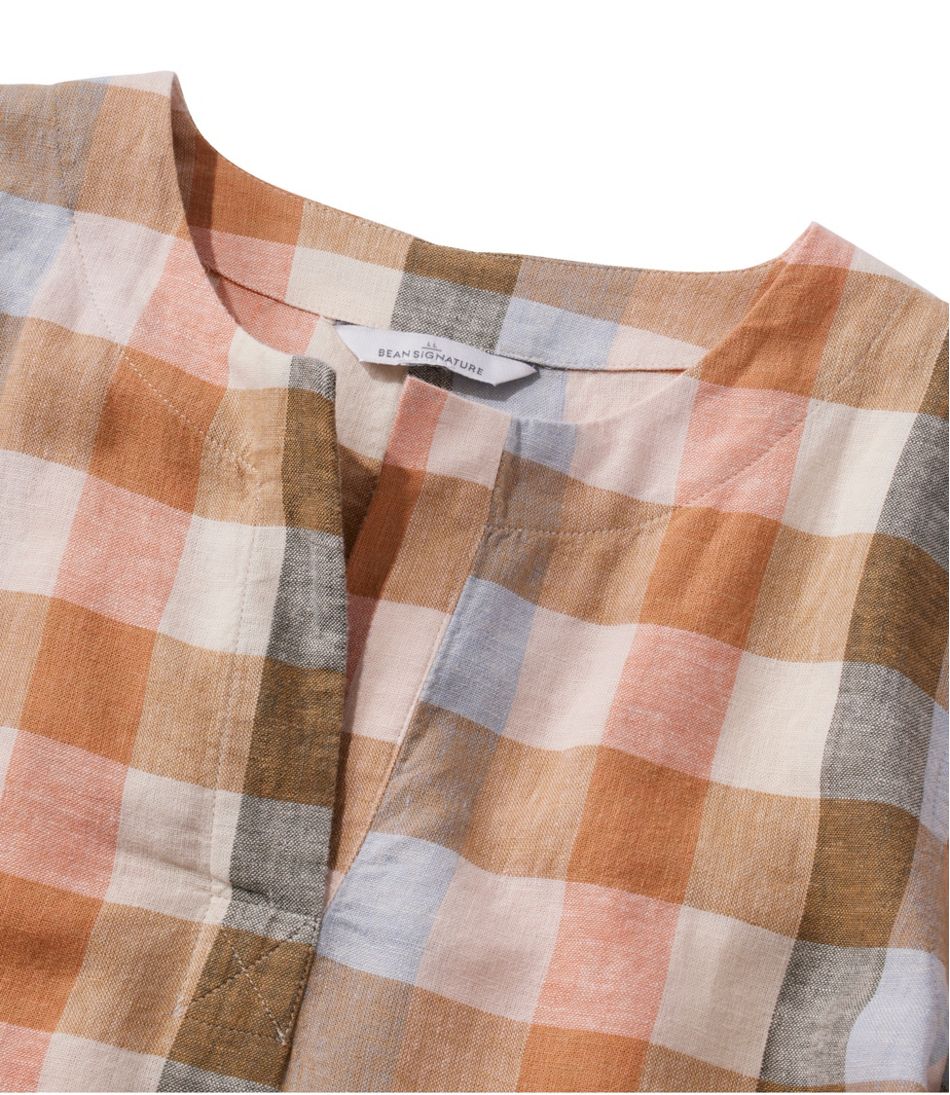 Women's Signature Linen-Blend Splitneck Shirt Short-Sleeve