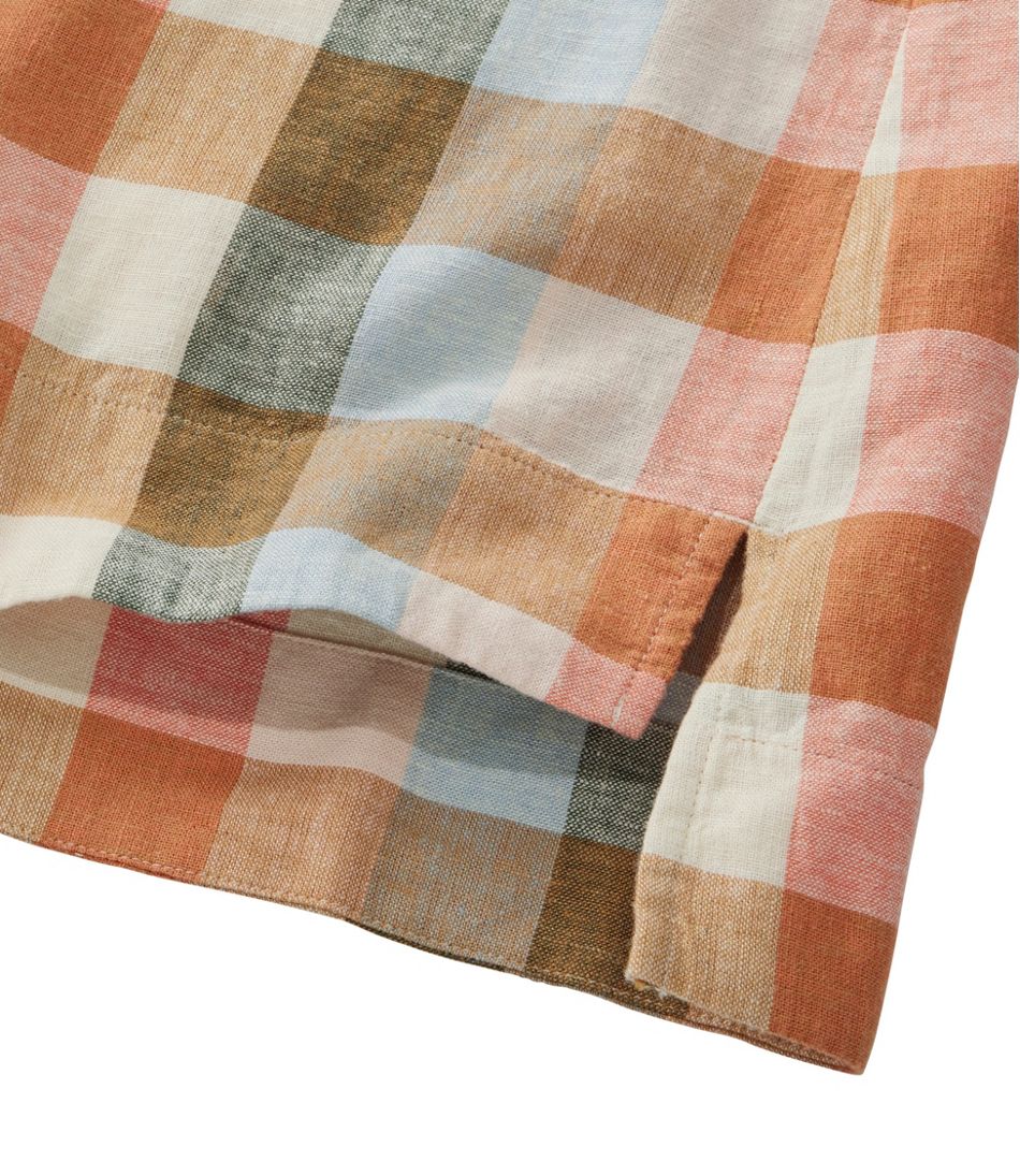 Women's Signature Linen-Blend Splitneck Shirt Short-Sleeve