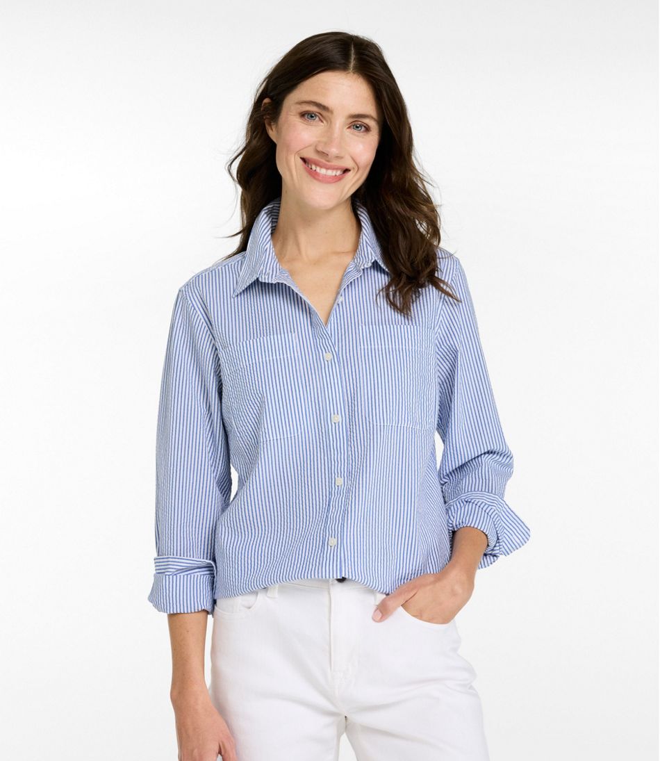 Long-Sleeve Women's Vacationland Seersucker Shirt