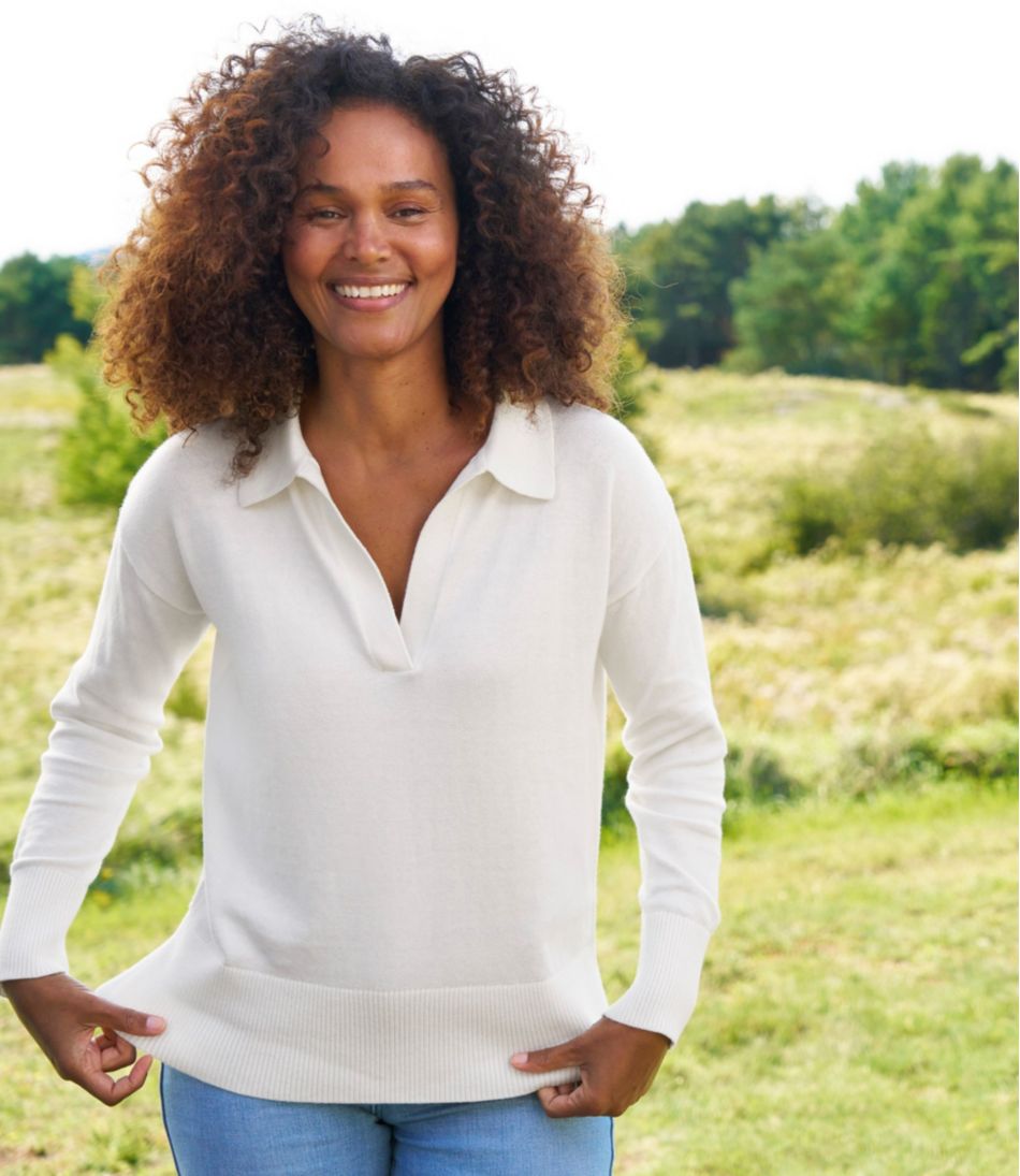 Women's Cotton/Cashmere Sweater Polo