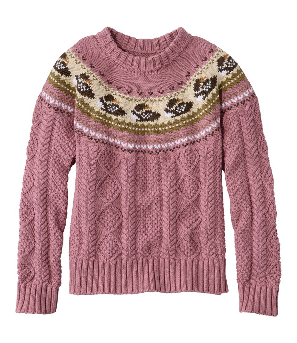 Women's Signature Cotton Fisherman Sweater Crewneck Novelty