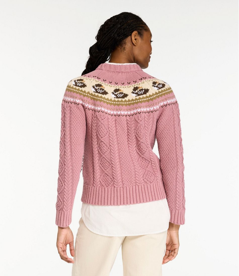 Women's Signature Cotton Fisherman Sweater Crewneck Novelty