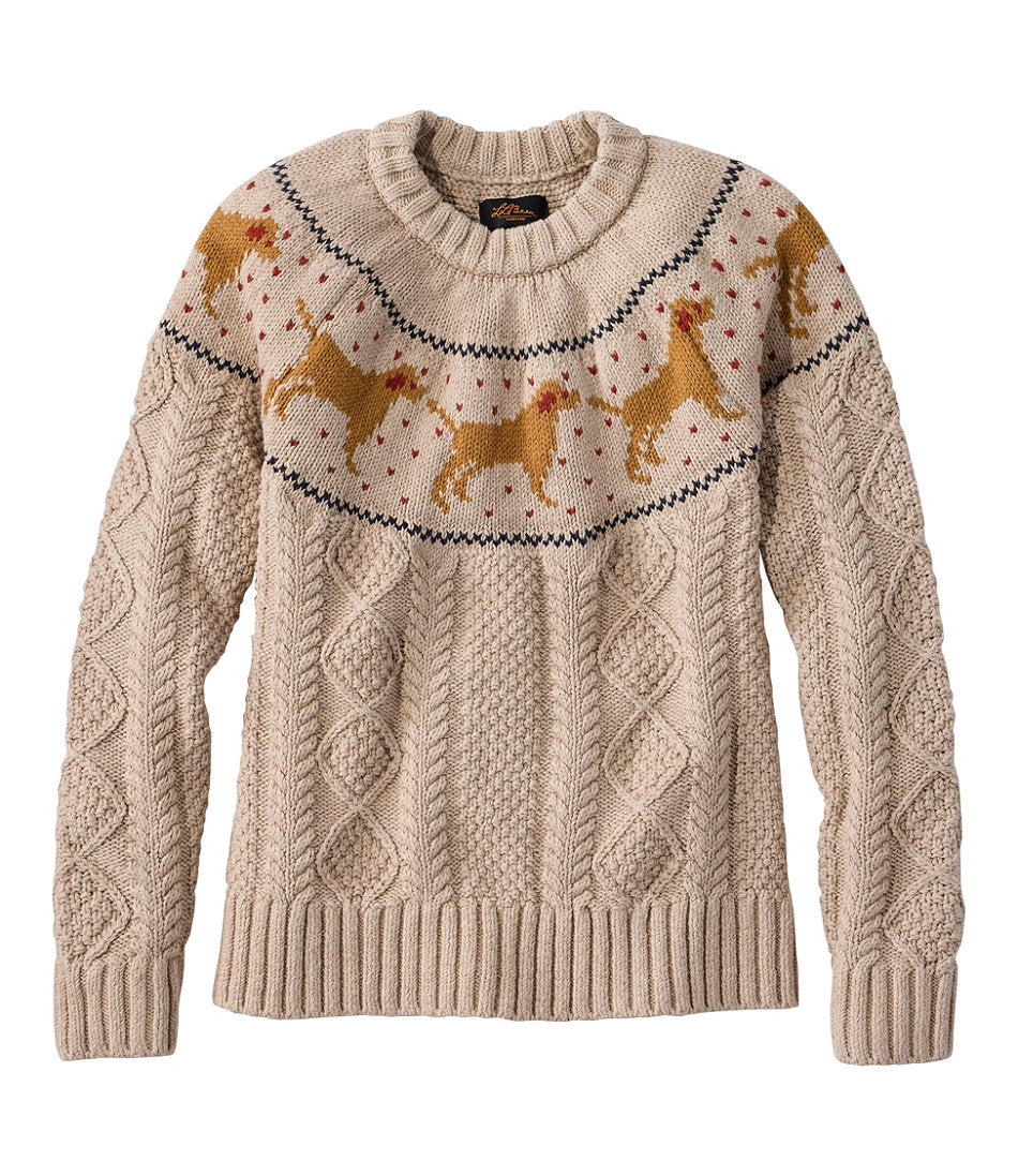 Women's Signature Cotton Fisherman Sweater Crewneck Novelty