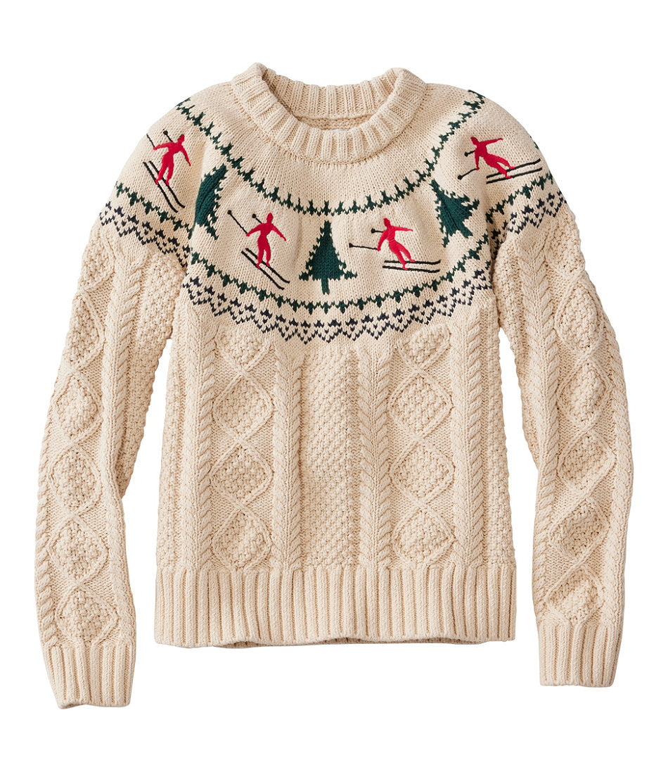 Women's Signature Cotton Fisherman Sweater Crewneck Novelty