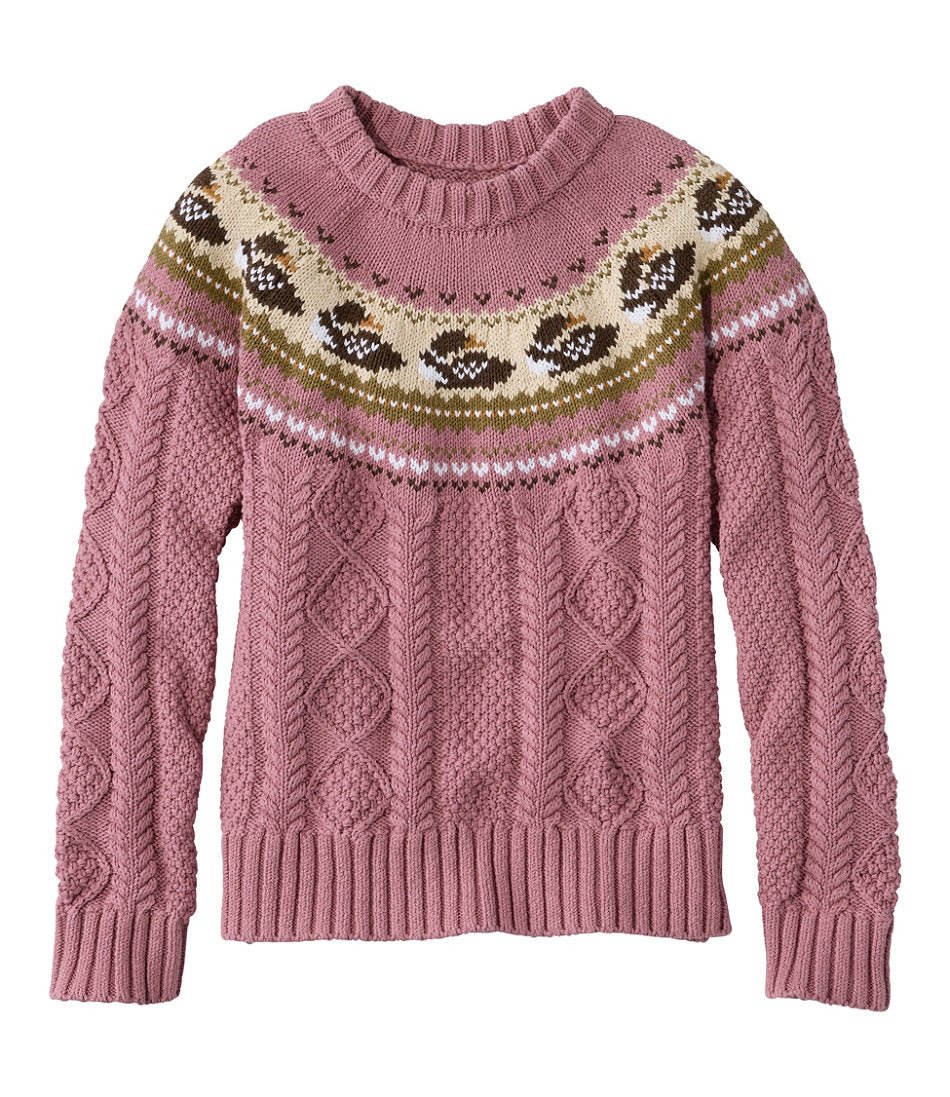 Women's Signature Cotton Fisherman Sweater Crewneck Novelty