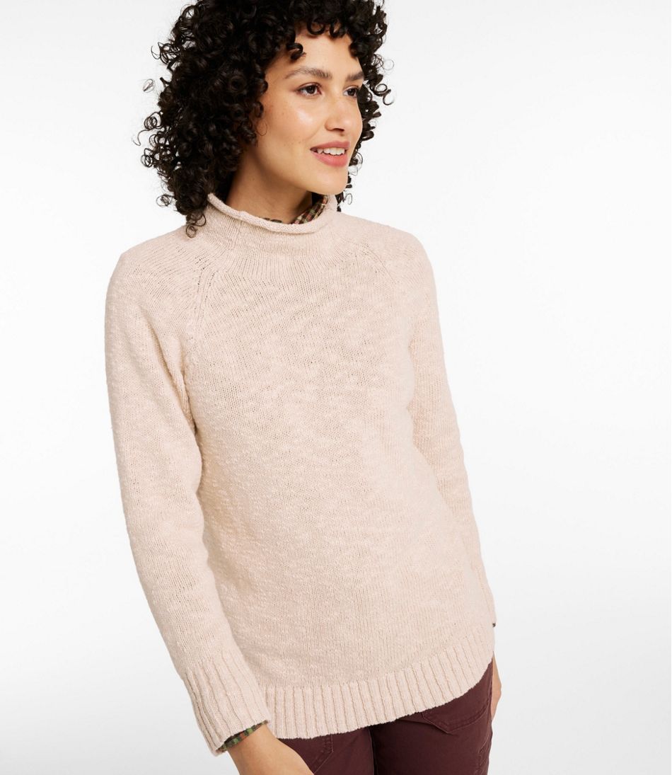 Women's Cotton Ragg Sweater Funnelneck Pullover