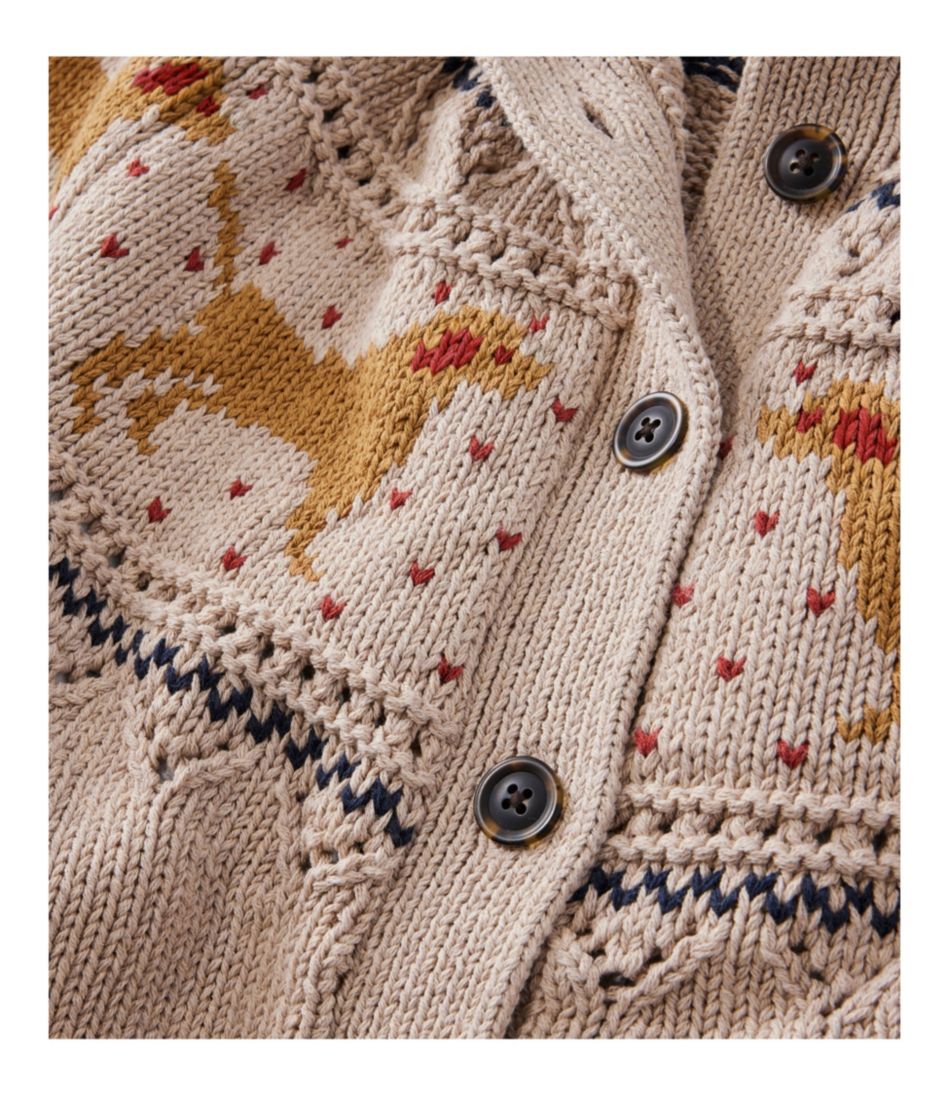Short Cardigan Fair Isle Women's Signature Cotton Fisherman Sweater
