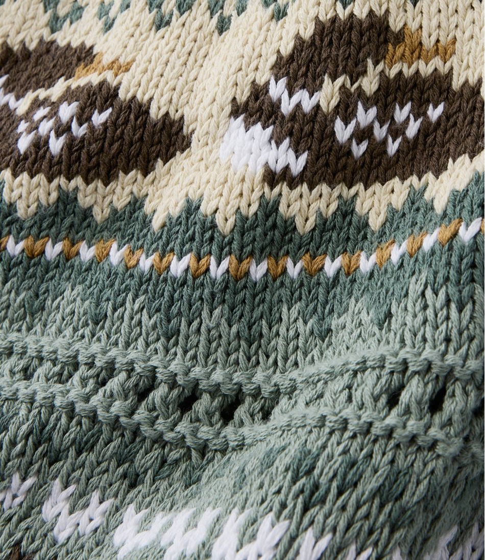 Short Cardigan Fair Isle Women's Signature Cotton Fisherman Sweater