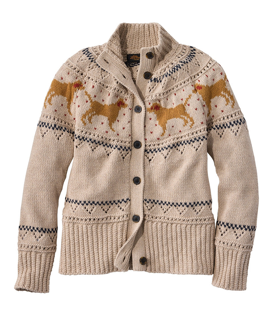 Short Cardigan Fair Isle Women's Signature Cotton Fisherman Sweater