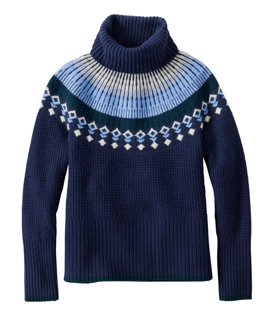 Turtleneck Fair Isle Women's SuperSoft Waffle Sweater