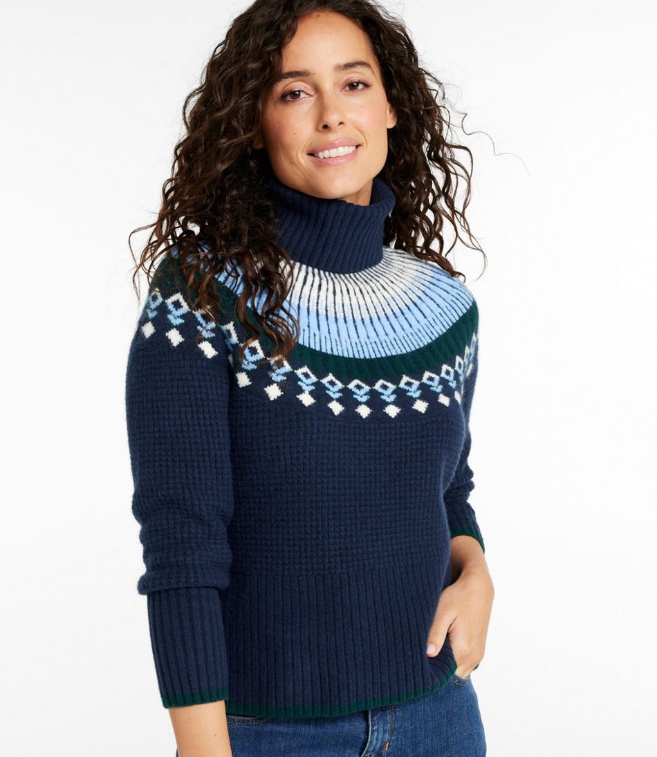 Turtleneck Fair Isle Women's SuperSoft Waffle Sweater
