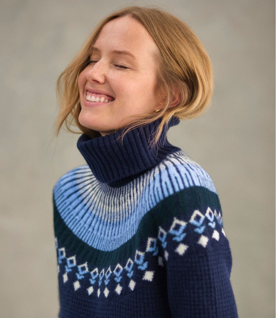 Turtleneck Fair Isle Women's SuperSoft Waffle Sweater