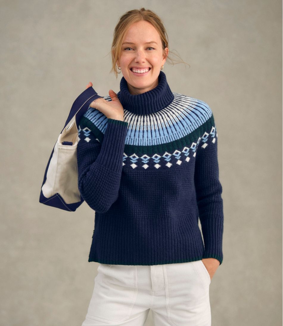 Turtleneck Fair Isle Women's SuperSoft Waffle Sweater