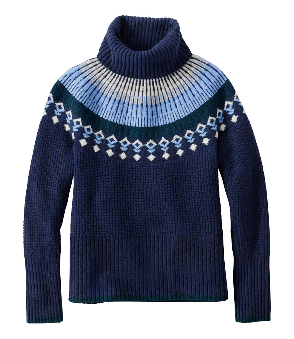 Turtleneck Fair Isle Women's SuperSoft Waffle Sweater