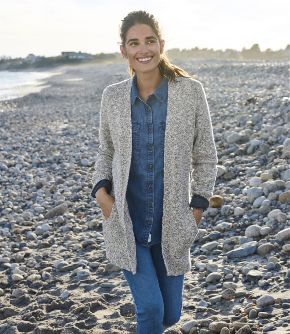 Open Cardigan Women's Cotton Ragg Sweater