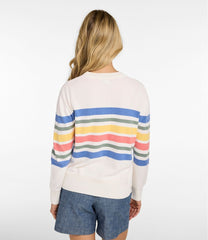 Women's Cotton/Cashmere Sweater Crewneck Stripe