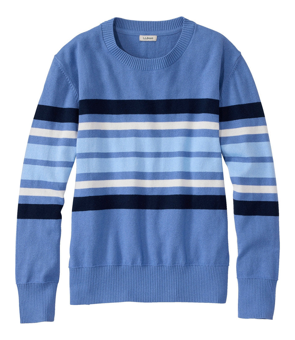 Women's Cotton/Cashmere Sweater Crewneck Stripe