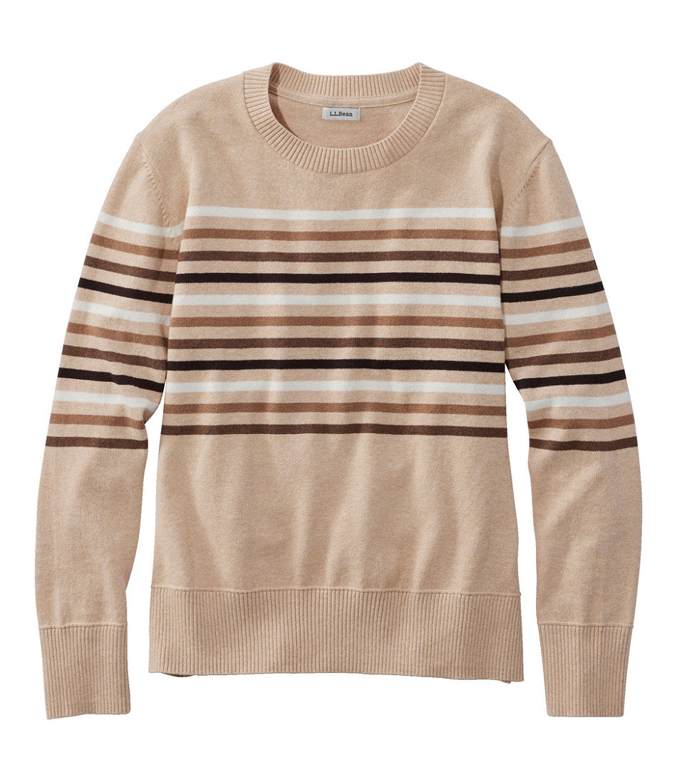 Women's Cotton/Cashmere Sweater Crewneck Stripe