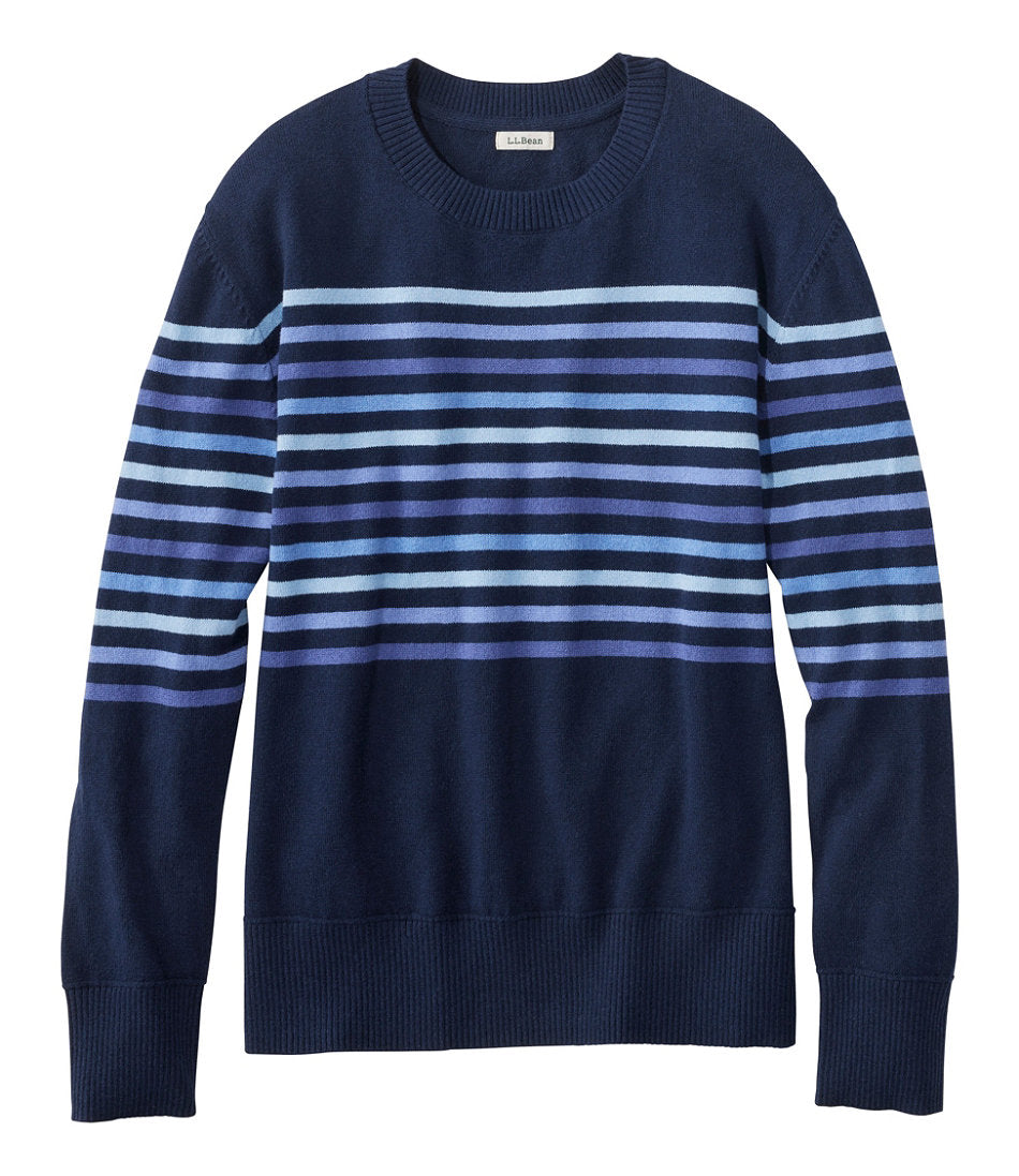 Women's Cotton/Cashmere Sweater Crewneck Stripe