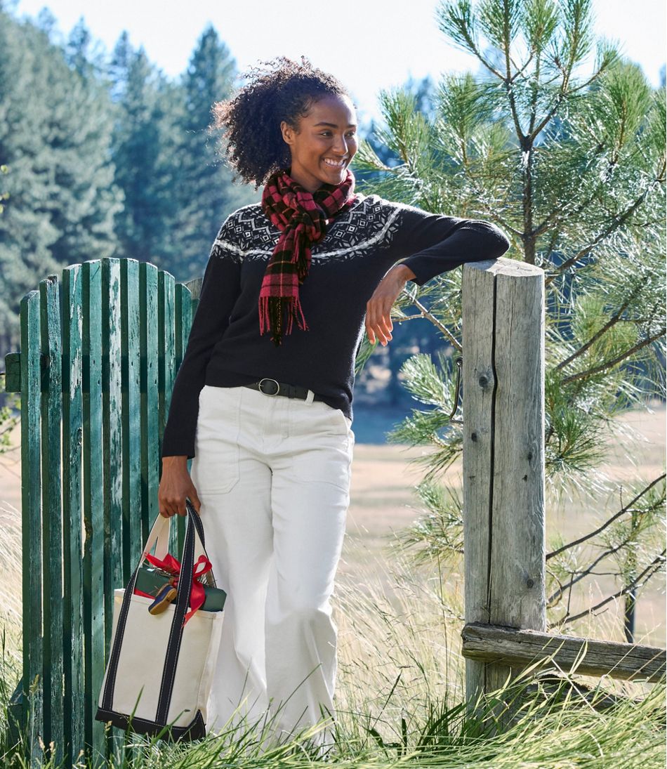 Crewneck Fair Isle Women's Classic Cashmere Sweater